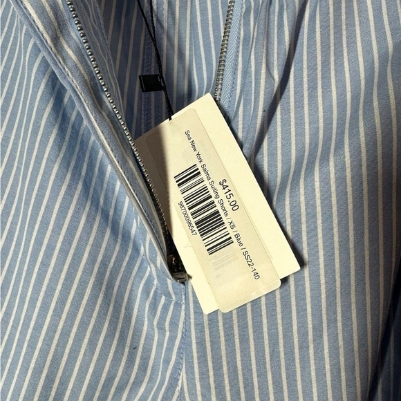 NWT Sea New York Salma Suiting Pinstripe Paper Bag Waist Blue Shorts Size XS - Picture 4 of 9